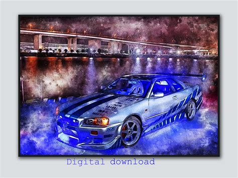 Nissan Skyline Fast and Furious Paul Walker Car Art Print - Etsy