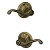 Schlage Flair Antique Brass Interior Bed/Bath Privacy Door Handle F40 V ...