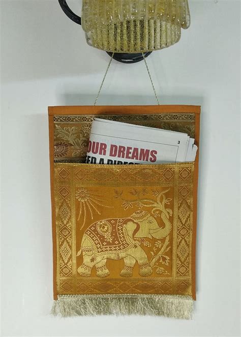 Get Yellow Elephant Multi Purpose Silk Wall Hanging Magazine Organiser ...