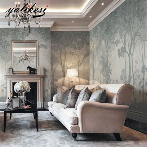 Oil Painting Abstract Forest Scenic Wallpaper Wall Mural, Retro Shabby ...