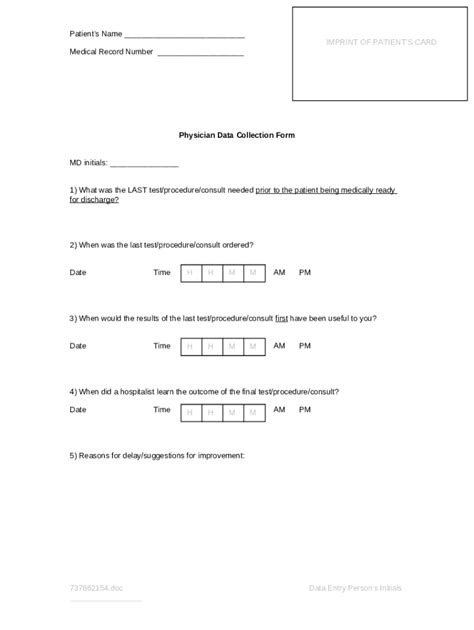 Physician Data Collection Doc Template | pdfFiller