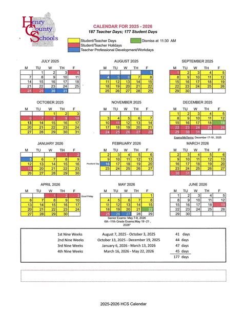Henry County Schools Calendar