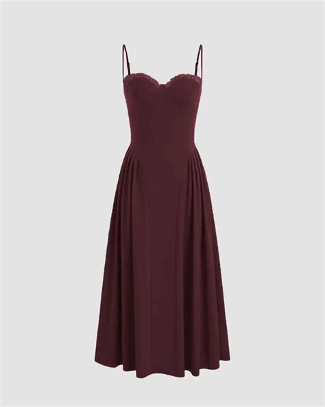 Neck Lace Trim Ruffle Maroon Maxi Dress - Littlebox India