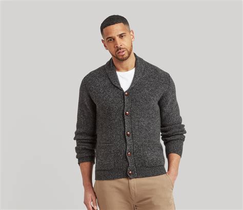 Classic Shawl Neck Cardigan in Dark Grey – Genuine Scottish Knits