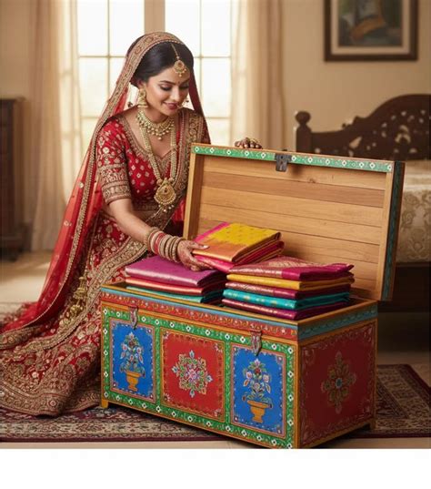 Buy Distressed Gwalior Wooden Handpainted Decorative Wooden Trunk ...