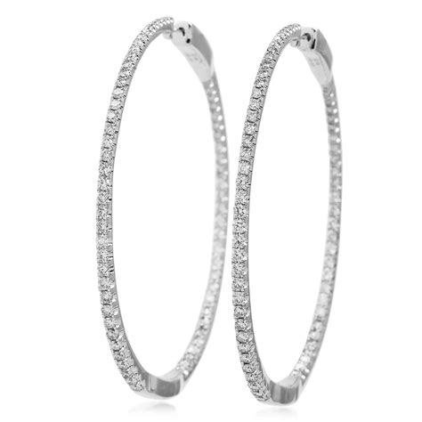 Large Diamond Hoop White Gold Inside Outside Hoop Earrings For Sale at ...