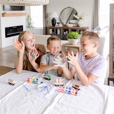 Buy Fun by the Ton Wooden Train Set - Unpainted Magnetic Paint N’ Play ...