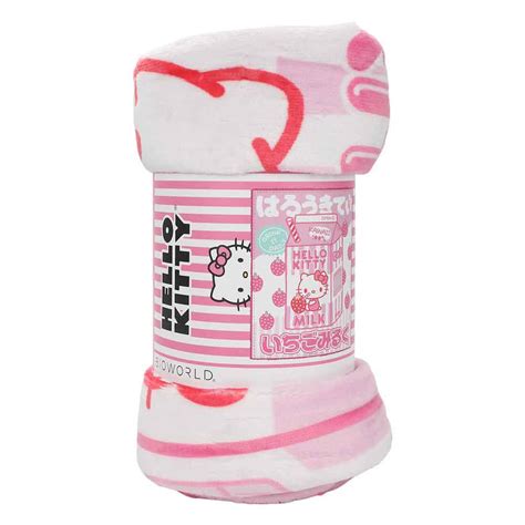 Hello Kitty Strawberry Milk Sherpa Fleece Throw Blanket