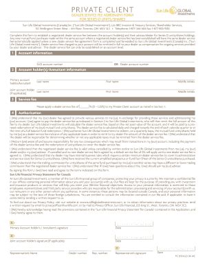 Fillable Online Private Client Dealer Service Fee Agreement Form for ...