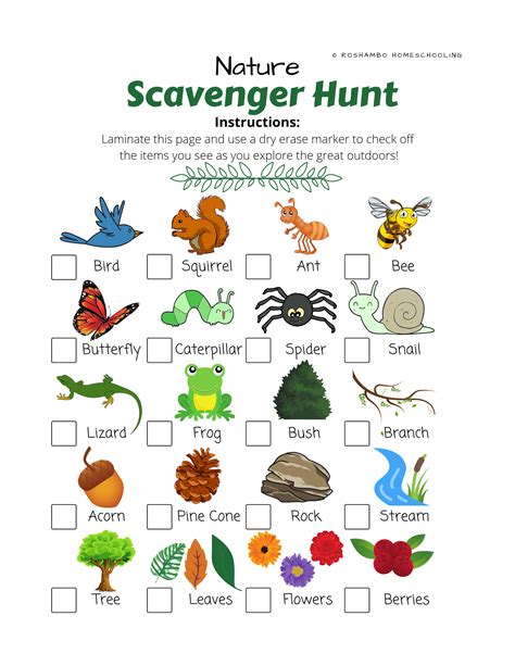 Free printable nature scavenger hunt – Artofit
