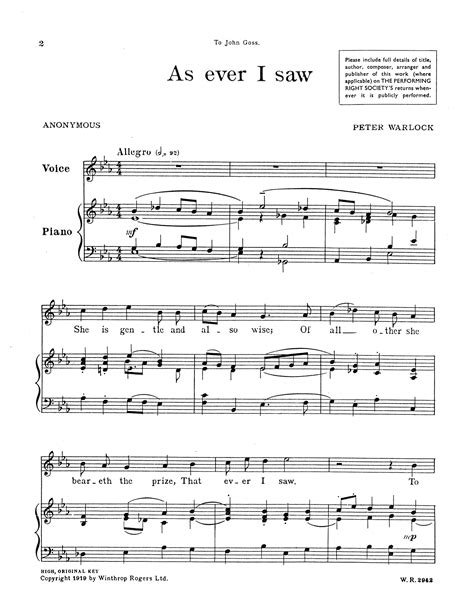 As ever I saw - High in E-flat Major - Classical Vocal Reprints