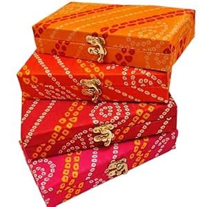 WS Wrap Shap Jaipuri Bandhej Cash Gifting Shagun Box, Gaddi Box, Sweet ...