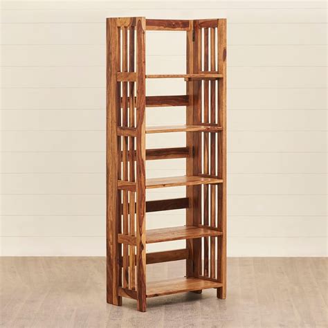 Buy Helios Ray Sheesham Wood 5-Tier Foldable Book Shelf - Brown from ...