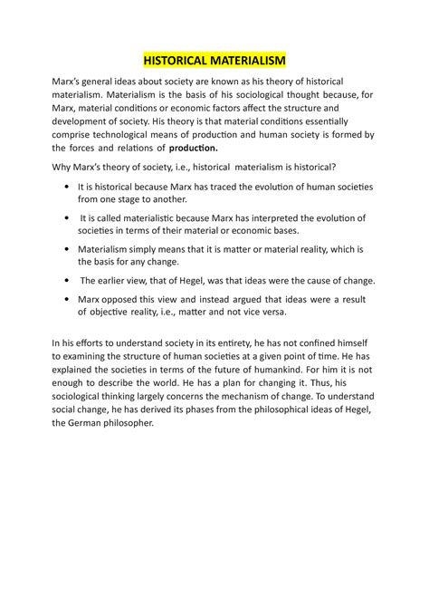 THE Theory Of Historical Materialism BY KARL MARX - HISTORICAL ...