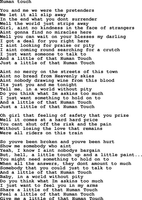 Bruce Springsteen song: Human Touch, lyrics
