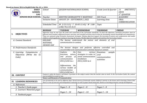 Image result for Daily Lesson Log Template