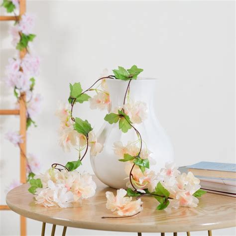 Artificial Sakura Blossoms And Leaves Vine Peach Online - Premium ...