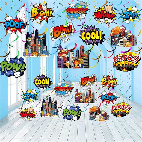 Buy 54 Pieces Hero Themed Party Decorations, Fun Hero Theme Party Sign ...