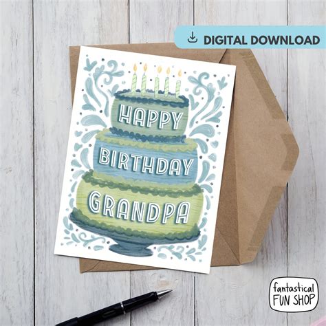 Happy Birthday Grandpa PRINTABLE Birthday Card - Instant Download ...