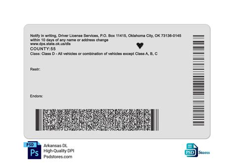 Oklahoma Driver License Template - PSD Stores