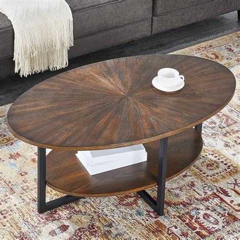 Amazon.com: LEEMTORIG Oval Coffee Tables with Storage Shelf for Living ...