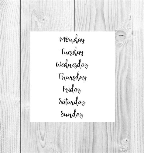 Buy Days of the Week Svg Week Svg Png Handwritten Svg Calendar Svg Cut ...