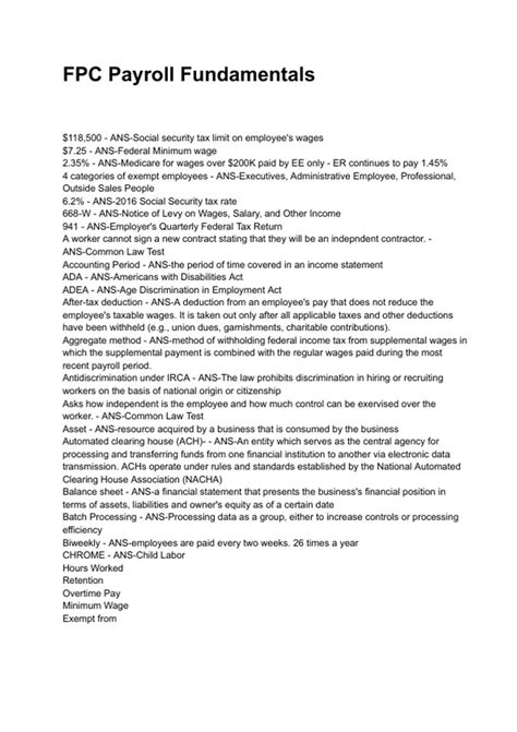 Fundamental Payroll Certification