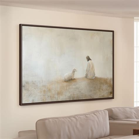 Jesus Leaves the 99 Parable Framed Canvas Tranquil Beige and White ...