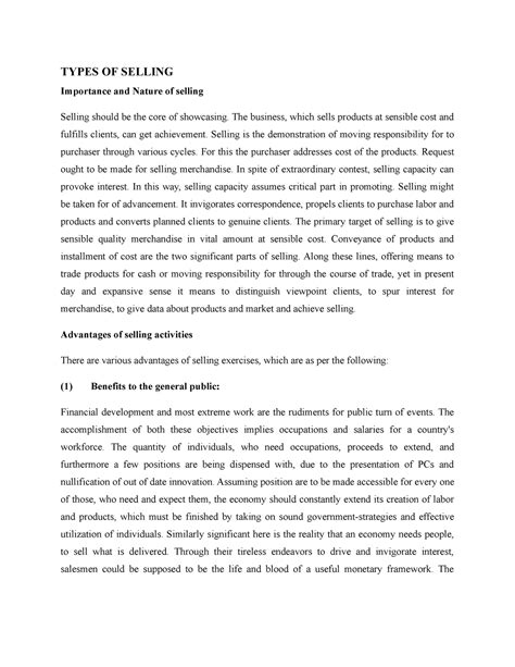 Types of Selling - TYPES OF SELLING Importance and Nature of selling ...