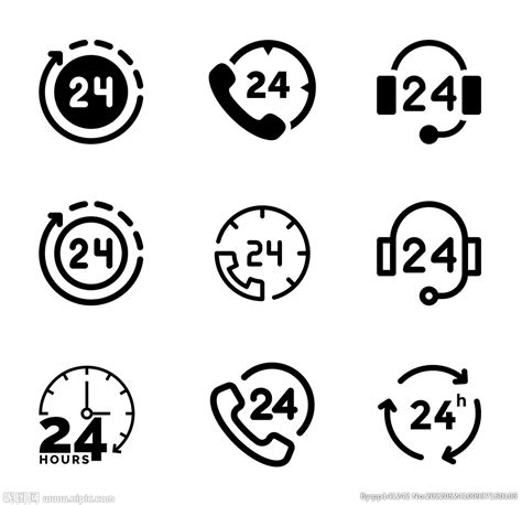 24小时服务热线标志图标PNG图片素材下载_图标PNG_熊猫办公
