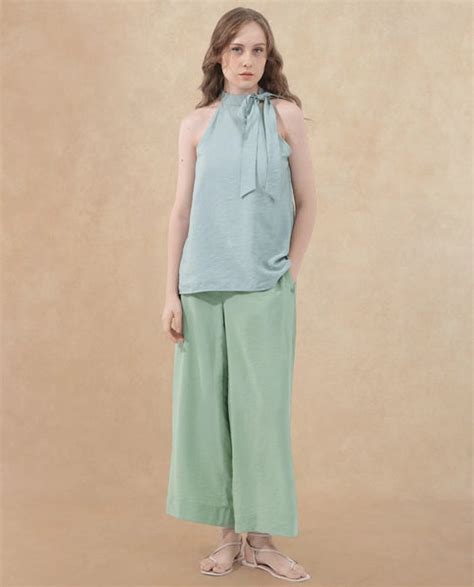 Rareism Women's Millinia Pastel Green Viscose Nylon Fabric Button ...