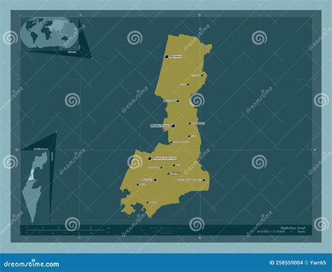 HaMerkaz, Israel. Solid. Labelled Points of Cities Stock Illustration ...