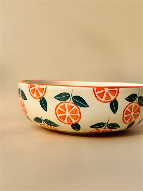 Narangi Orange Ceramic Bowl - Large