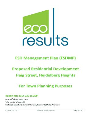 Fillable Online ESD Management Plan ESDMP Proposed bb - Banyule City ...