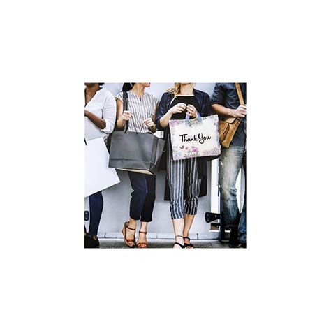 Buy Thank You Bags for Business 50 Pack 15 W x 12 H Floral Plastic ...