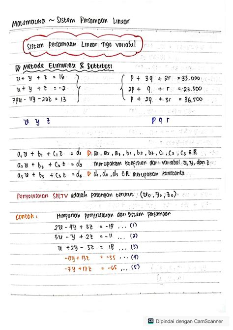Contoh Soal Sistem Persamaan Linear Tiga Variabel