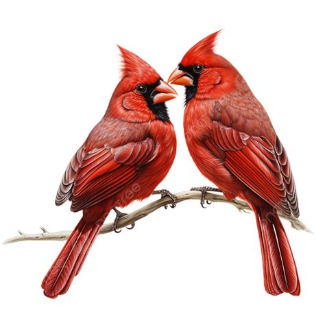 Mealtime Bliss Cardinal Pair Sharing On Spotless White, Cardinal, Bird ...
