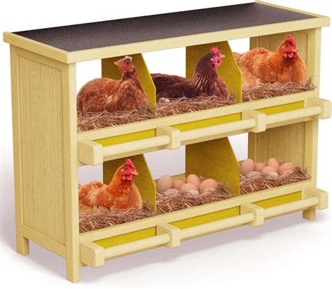 Chicken Nesting Boxes,6 Compartments Wooden Nesting Boxes for Chickens ...