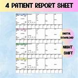 Nurse Report Sheet Night Shift, 4 Patient Medsurg NOC Shift Nurse ...