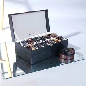 la trove Leather 12 Slot Belt Organizer Box Closed | Big Black Belt ...