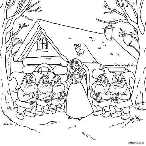 Snow White Seven Dwarfs Coloring Pages