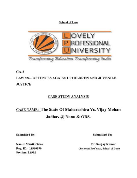 Ca 2 - Offence against children - School of Law CA- LAW 587- OFFENCES ...