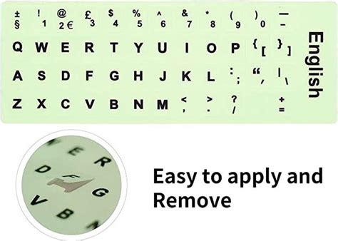 D & Y 2PCS Pack Universal English Keyboard Stickers Glow in The Dark ...