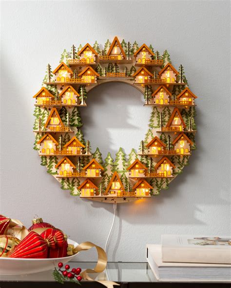 Lit Wooden Advent Wreath | Balsam Hill