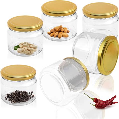 Buy Pure Source India Glass jar with Metal Golden Color Air Tight and ...
