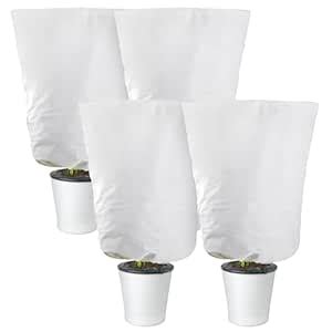 Alpurple 4 Packs Winter Drawstring Plant Covers-23.6 x 31.5 Inch Warm ...