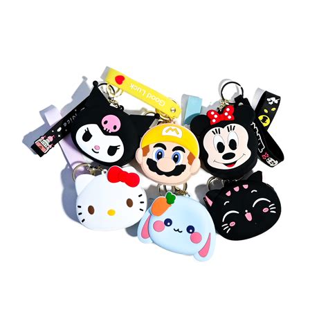 Cute Cartoon Character Coin Pouch Keychain | Mario, Kitty, Bunny & Mor ...