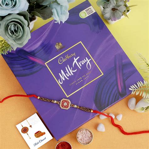 Send Square Fancy Rakhi with Cadbury Chocolate Online