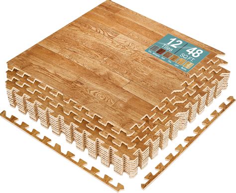Amazon.com: Wood Grain Floor Foam Mats with Border, Wood Printed ...