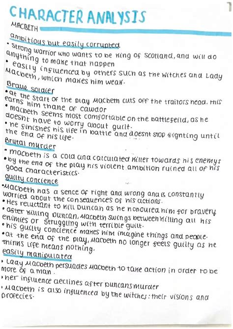 macbeth character analysis (English Literature) as PDF - Knowunity